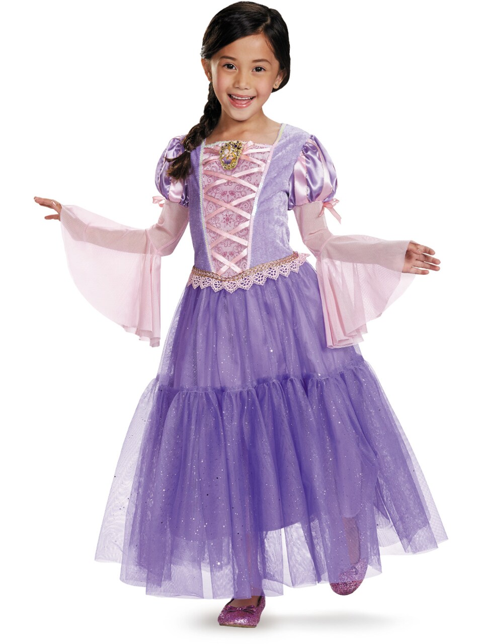 Child's Girls Disney Princess Deluxe Rapunzel Tangled Ball Gown Dress Costume